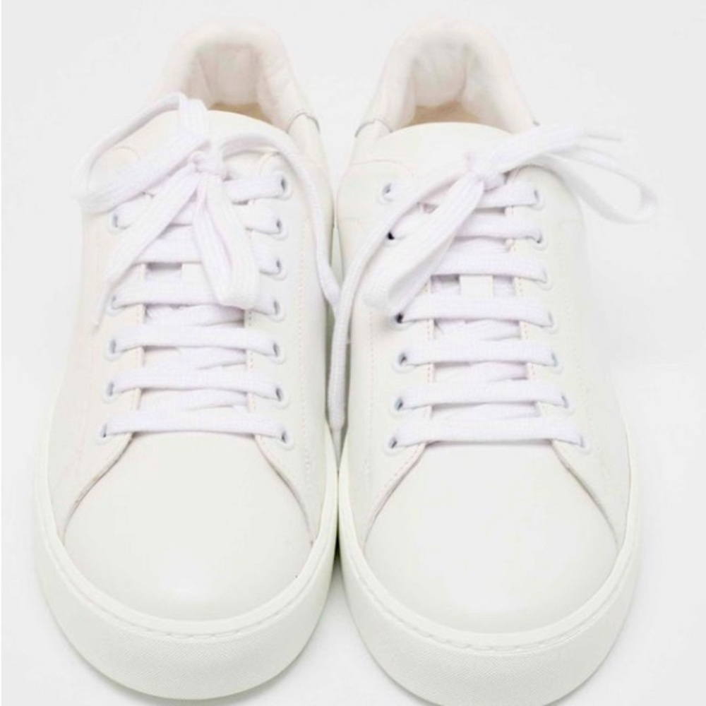 New ❤️‍🔥Burberry All White Leather Trainers Low Top Sneakers Mens Sz 39